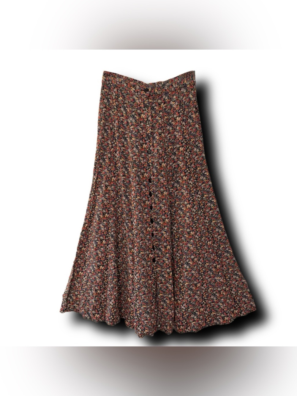Vintage 90s Compagnie International Express Floral A-Line Button-Up Maxi Skirt